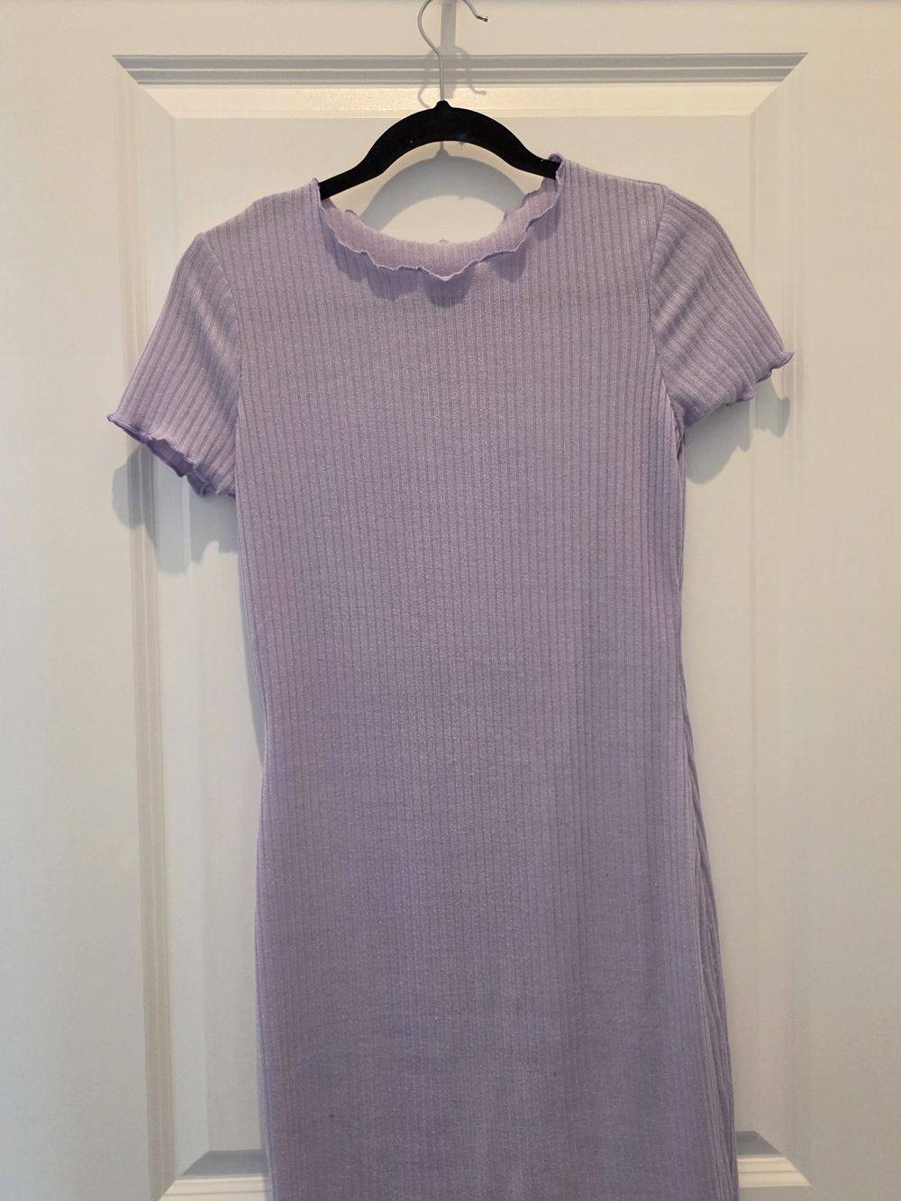 Lilac Ribbed Short Sleeve Dress Top - Women's